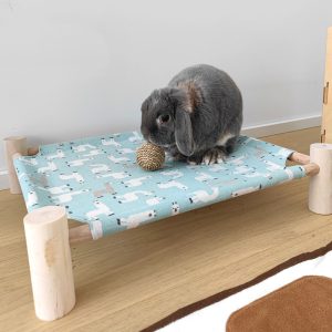 blue bed for rabbit