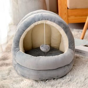 Indoor Rabbit House Grey, Cozy Bed for Hiding