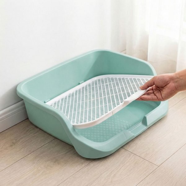 Bunny litter box with grid
