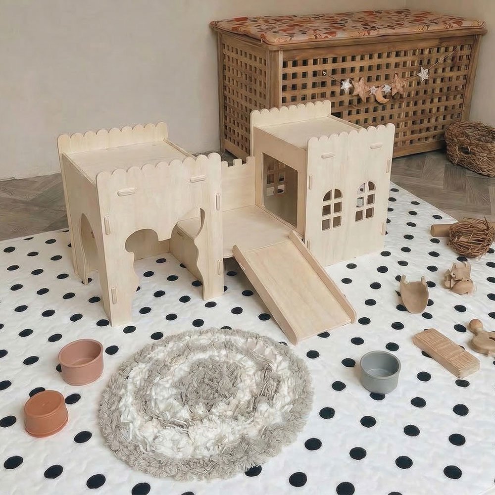 Modern rabbit habitat in a living room