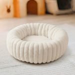 round rabbit bed beige