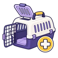 Rabbit carrier and veterinary care pictogram