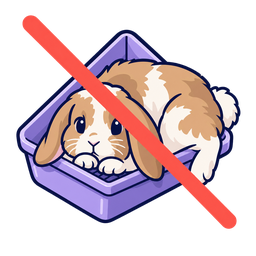 Tiny triangular corner rabbit litter tray warning pictogram